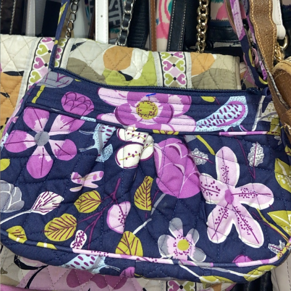 Vera Bradley Navy Crossbody with Purple Floral Print